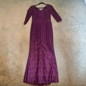 Dolce & Gabbana Purple Lace Floor Length Gown